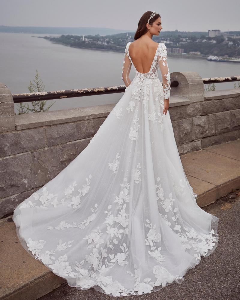 124107 long sleeve lace wedding dress with pockets and a line silhouette2